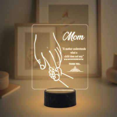 Mom Engraved Led Night Lamp with Warm White Color Gift for Mom Birthday & Mothers Day